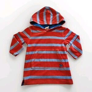 Mini Boden Striped Terry Cloth Hoodie Coverup Blue Red - Size: 1‎ 1/2 - 2 Y